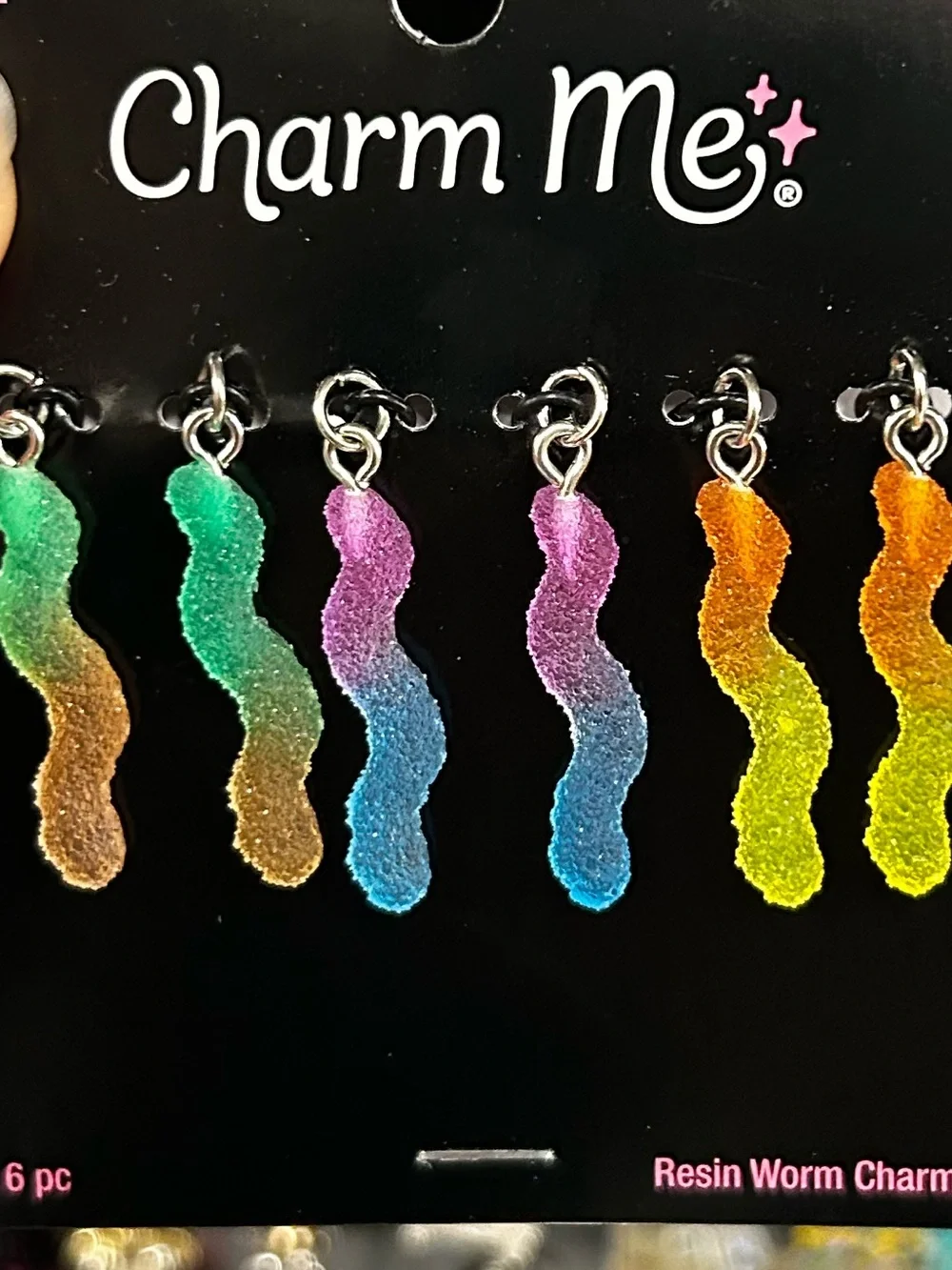Resin Worm Charms - Multicolor Glitter Pack